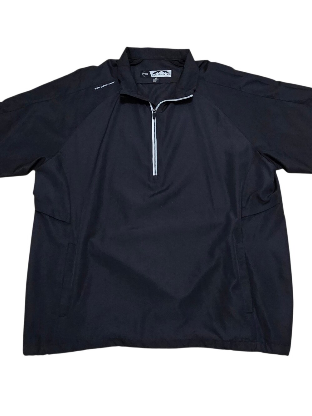 Sun Mountain Wind Wear Golf 1/4 Zip Windbreaker w/Pockets, Black, Men's L